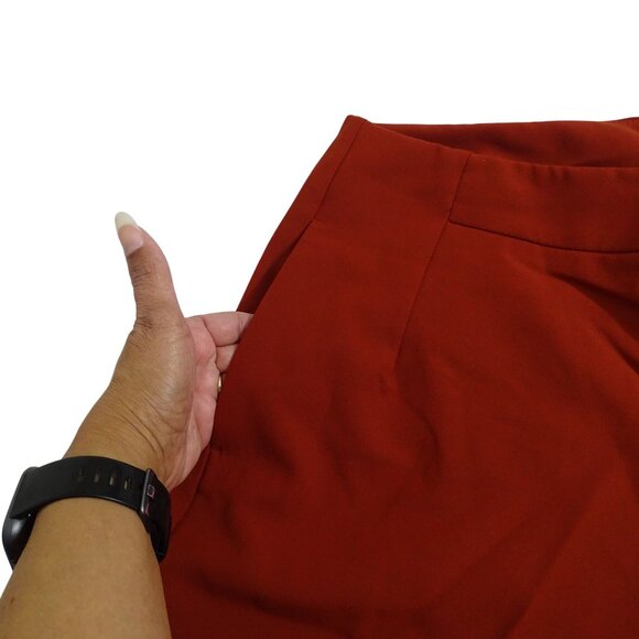 Eloquii Wide Leg Cropped Pants Women Size 16 Rust Brown Side Zipper Pockets NEW - Picture 3 of 10